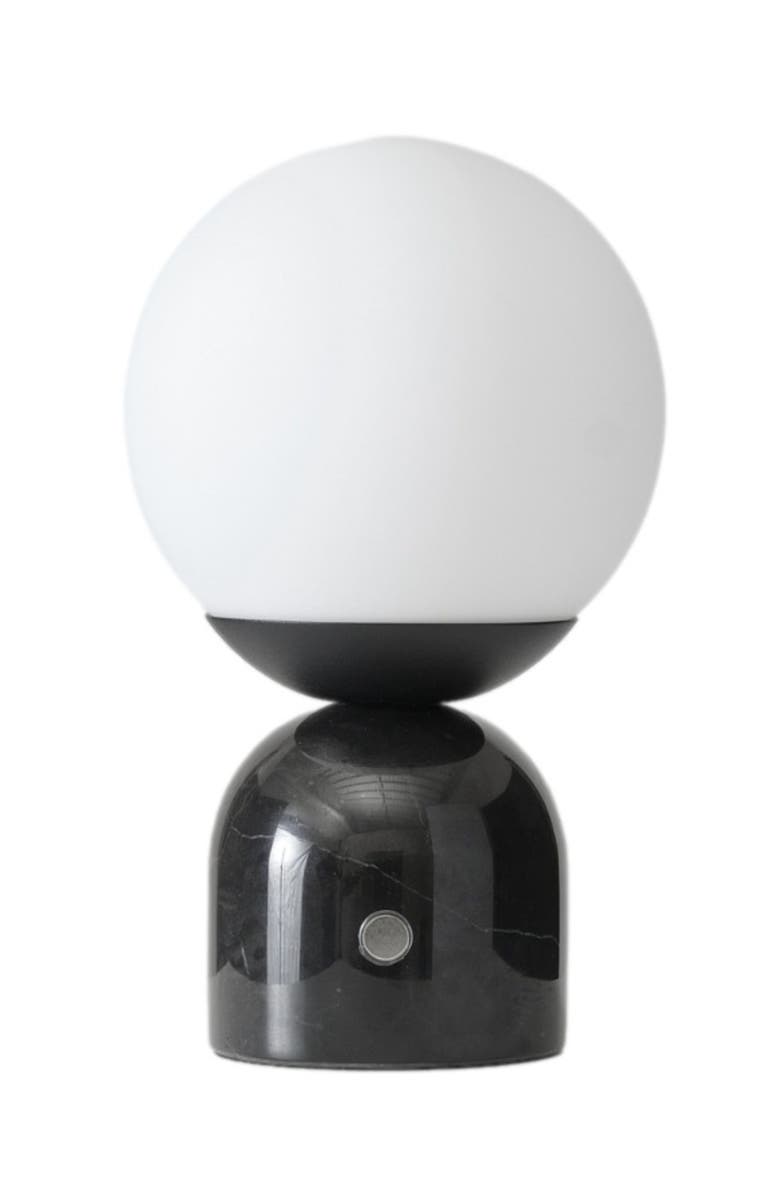 Brightech Mila 9.85" Marble LED Bedside Table Lamp with Built-In 3-Way Dimmer, Main, color, Classic Black