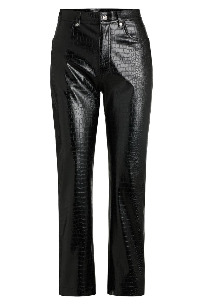 Troco Croc Embossed Faux Leather Pants, Alternate, color, BLK
