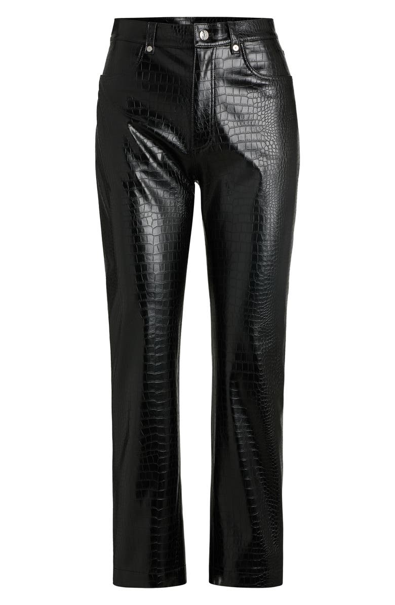 BOSS Orange Troco Croc Embossed Faux Leather Pants, Alternate, color, Black