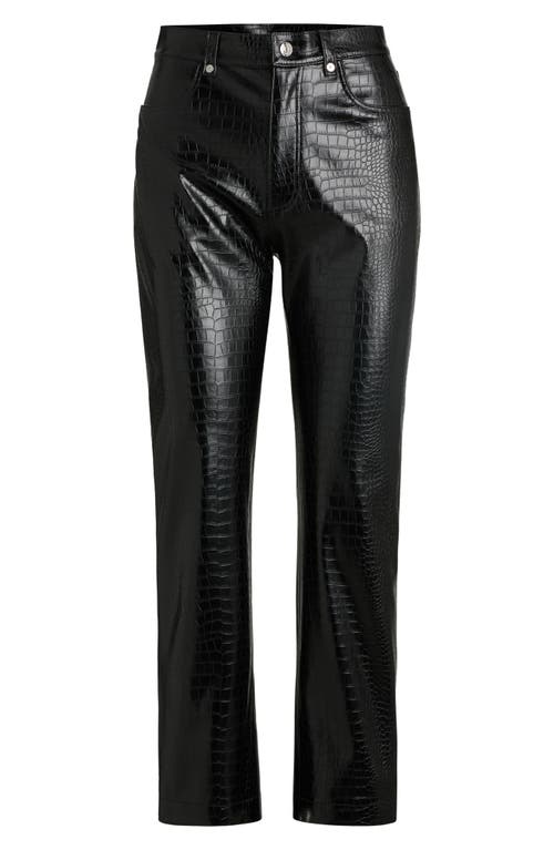 Hugo Boss Boss Orange Troco Croc Embossed Faux Leather Pants In Black