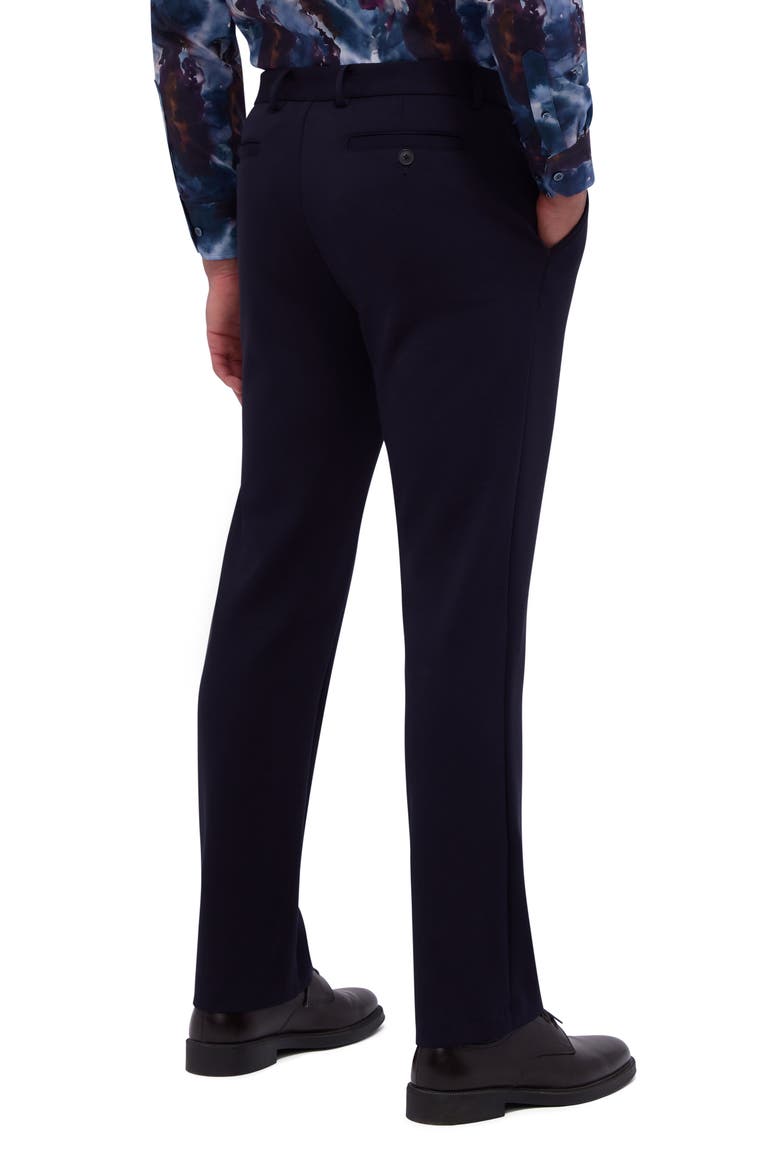 Slim Tailored Fit Flat Front Soft Touch Knit Dress Pants, Alternate, color, NAVY