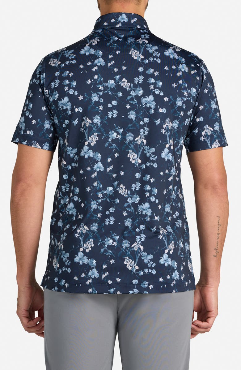 Bad Birdie Midnight Garden Floral Performance Golf Polo, Alternate, color, Midnight Garden