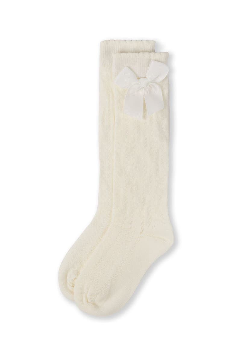 Crochet Bow Knee High Sock, Alternate, color, Winter White