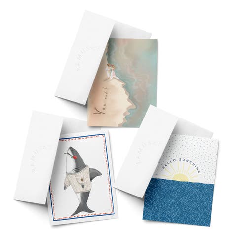 Love/Valentine
s Assorted Greeting Card Pack (3ct) "Beach Walk, Sharky Love, Hello Sunshine"