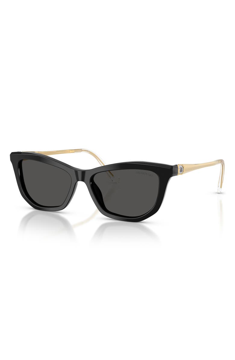 Swarovski 56mm Cat Eye Sunglasses, Alternate, color, Black / Dark Grey