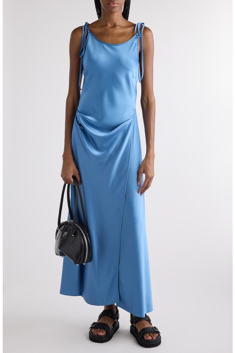 Dayla Fluid Seersucker Satin Slipdress, Main, color, SKY BLUE
