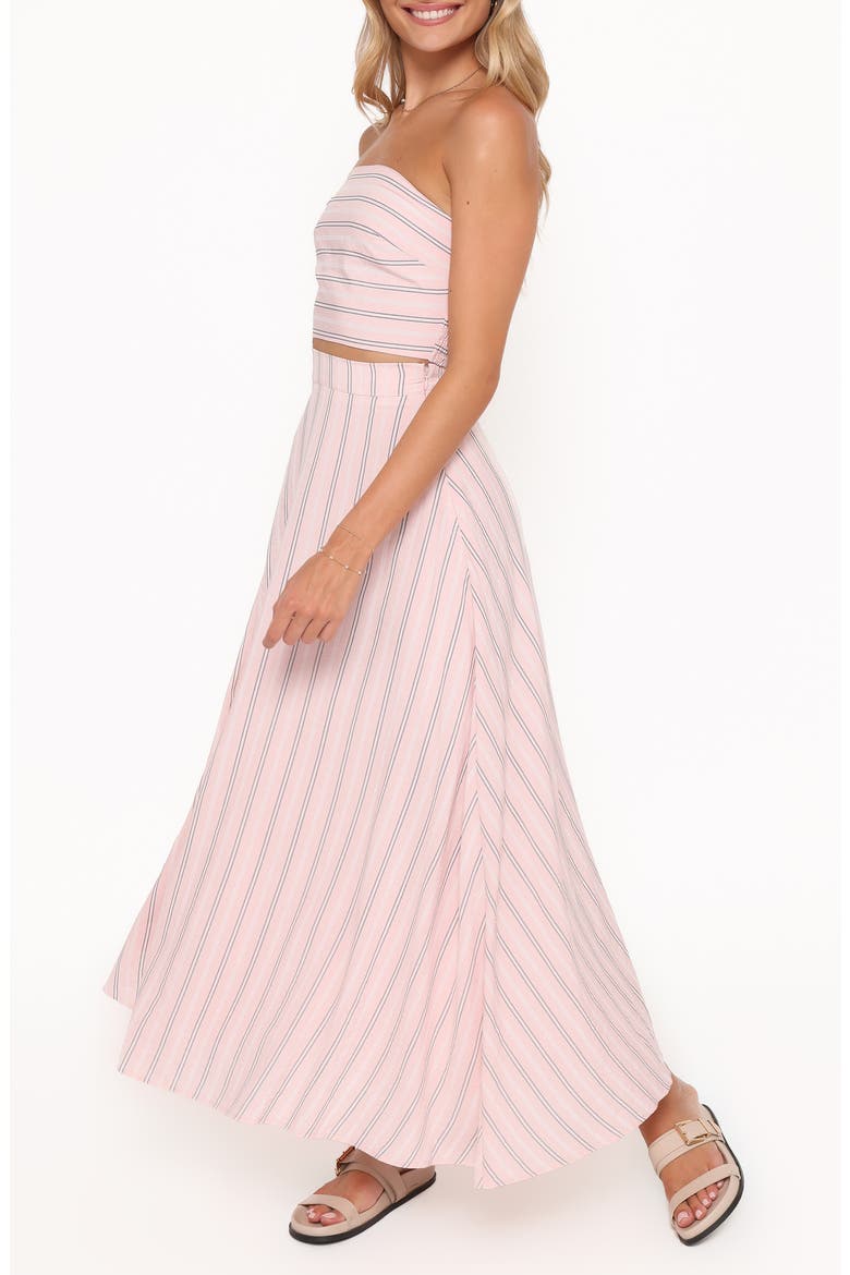 Serafina Stripe Strapless Top & Maxi Skirt Set, Alternate, color, BLUE STRIPE