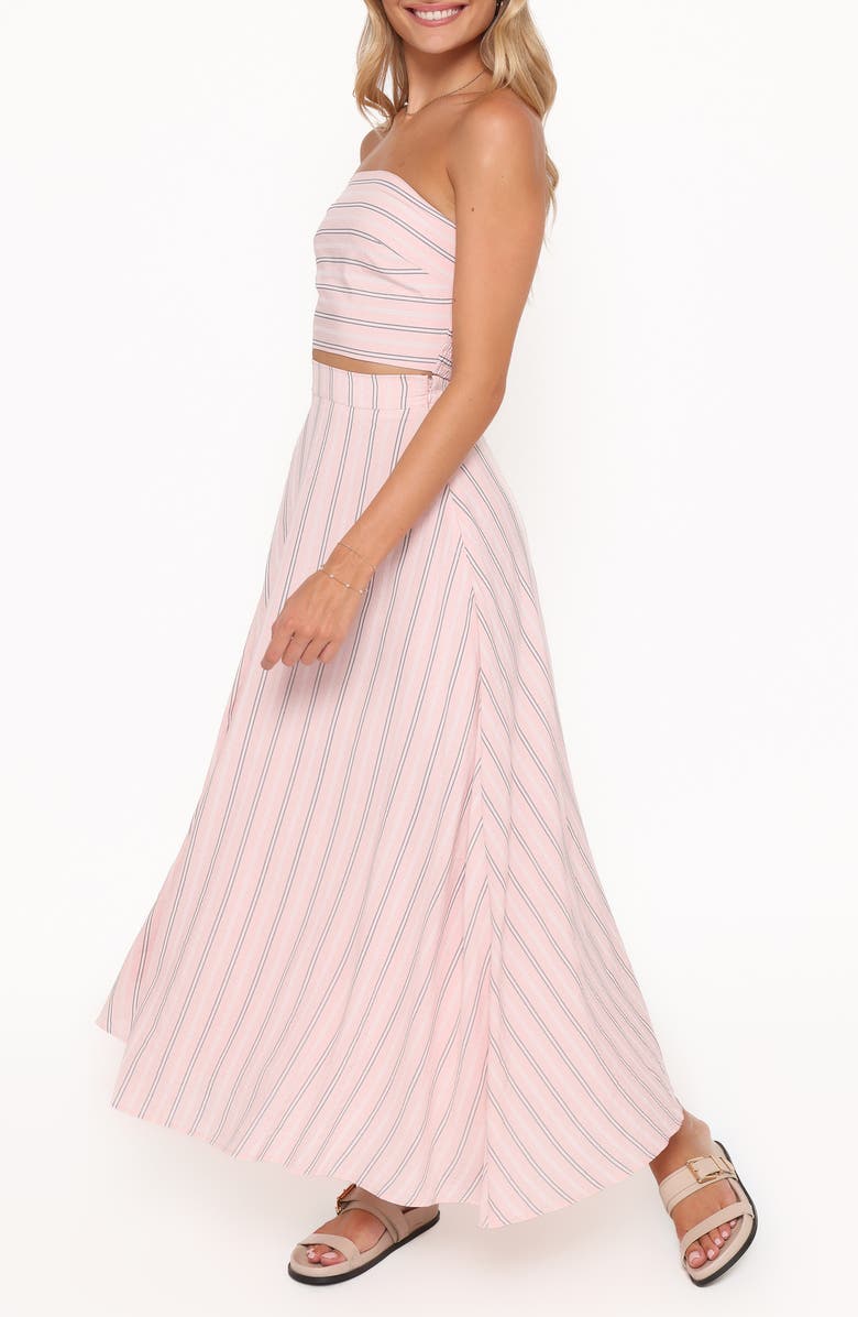Petal & Pup Serafina Stripe Strapless Top & Maxi Skirt Set, Alternate, color, Blue Stripe