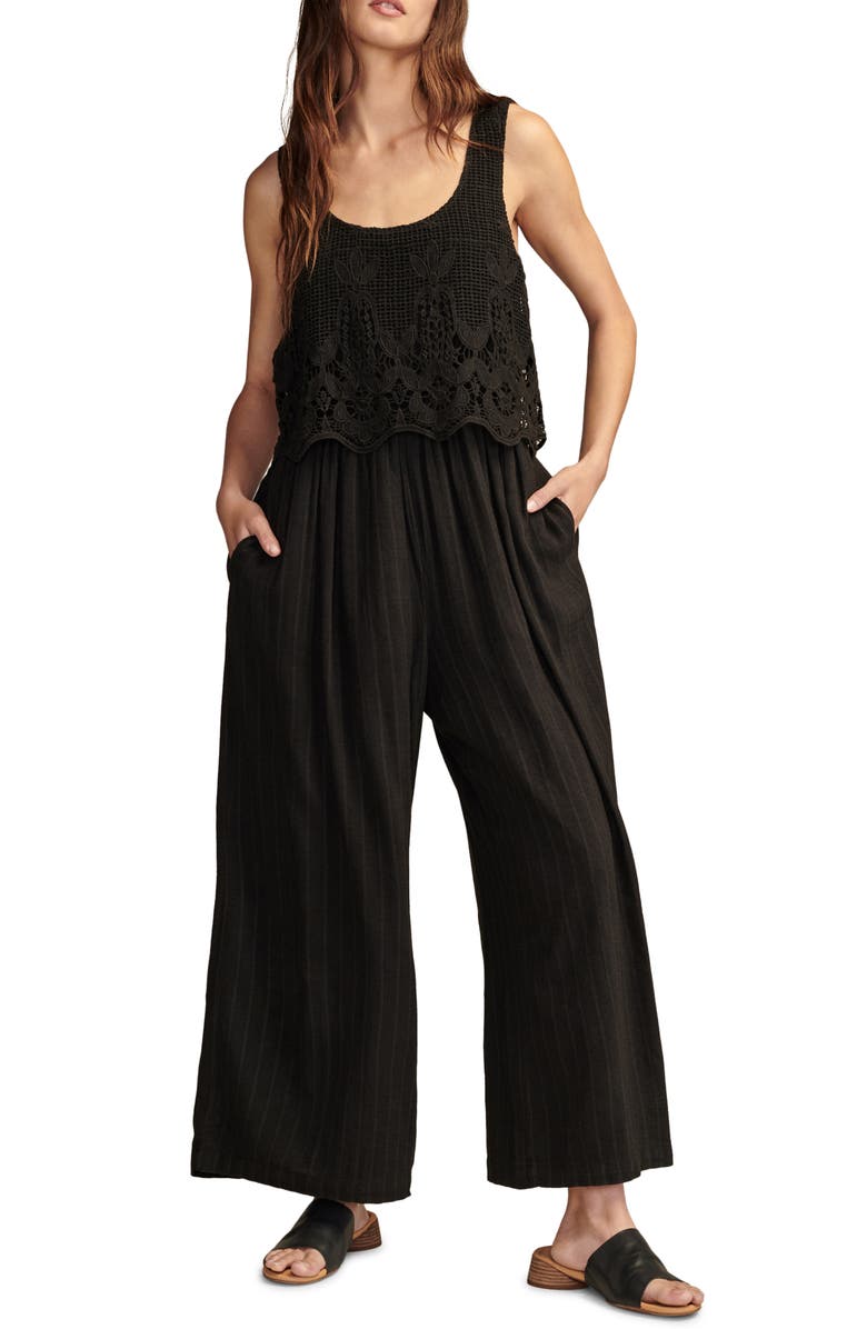 Lucky Brand Lace Bodice Jumpsuit, Main, color, 