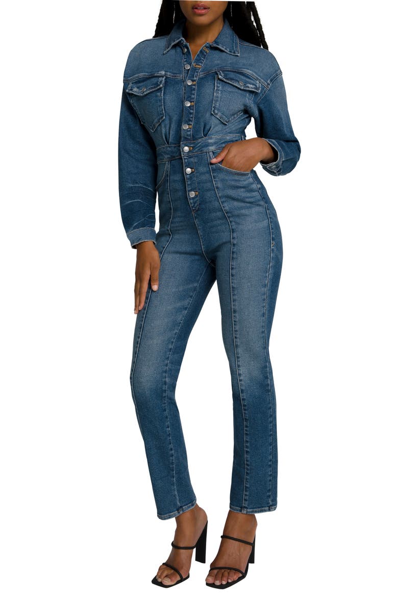 Committed to Fit Denim Jumpsuit, Main, color, BLUE190