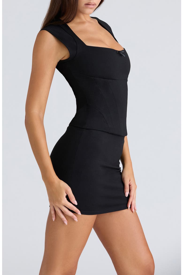The Cap Sleeve Corset Top, Alternate, color, BLACK