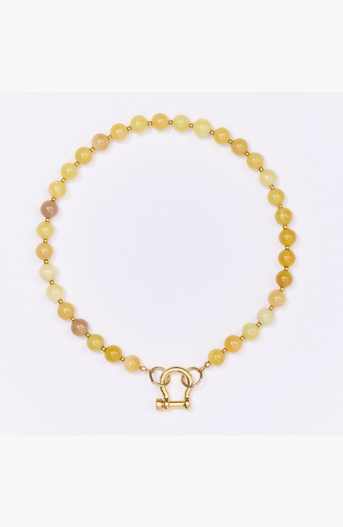 Shop Spicy Dan Sonny Smooth Yellow Opal Gold Plated Necklace In Gold