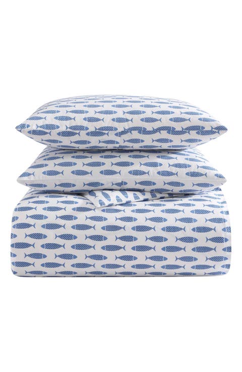 Fish Cotton Percale Duvet Set