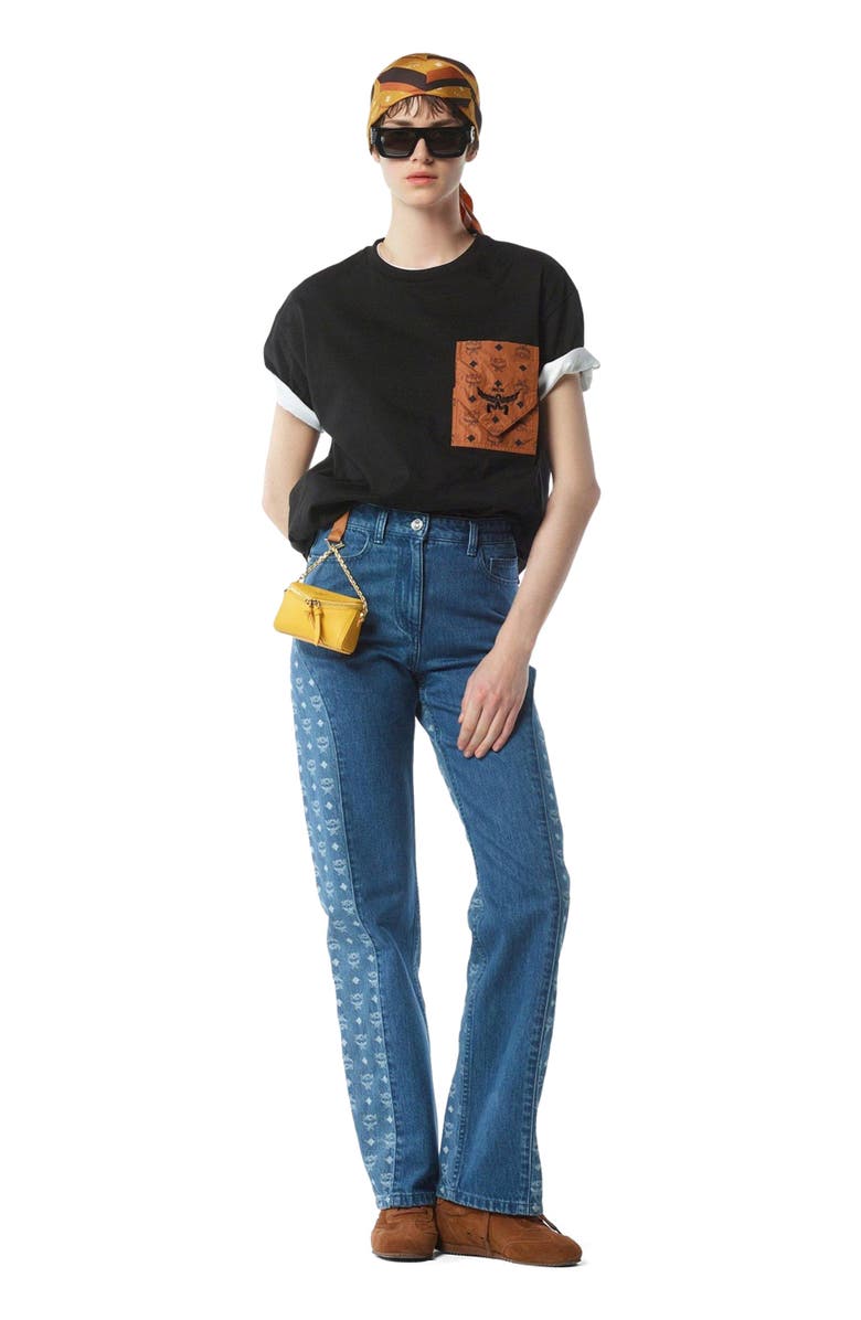 MCM Monogram Patch Pocket T-Shirt in Organic Cotton, Alternate, color, Black