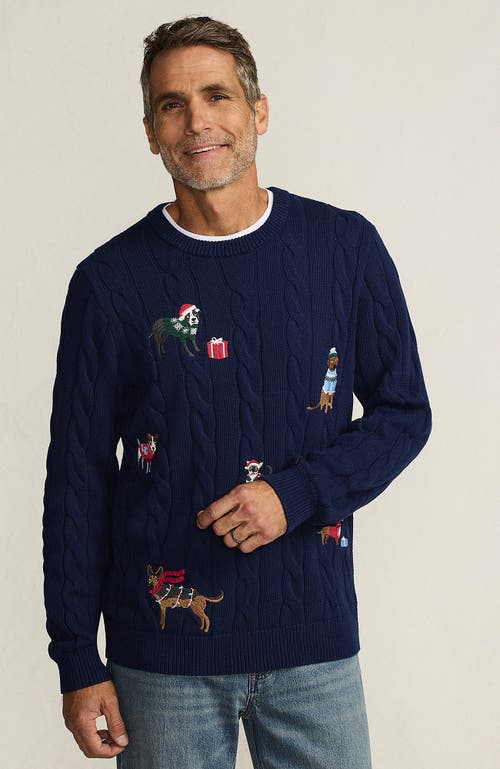 Lands' End Classic Cotton Drifter Signal Flags Crew Neck Sweater In Blue