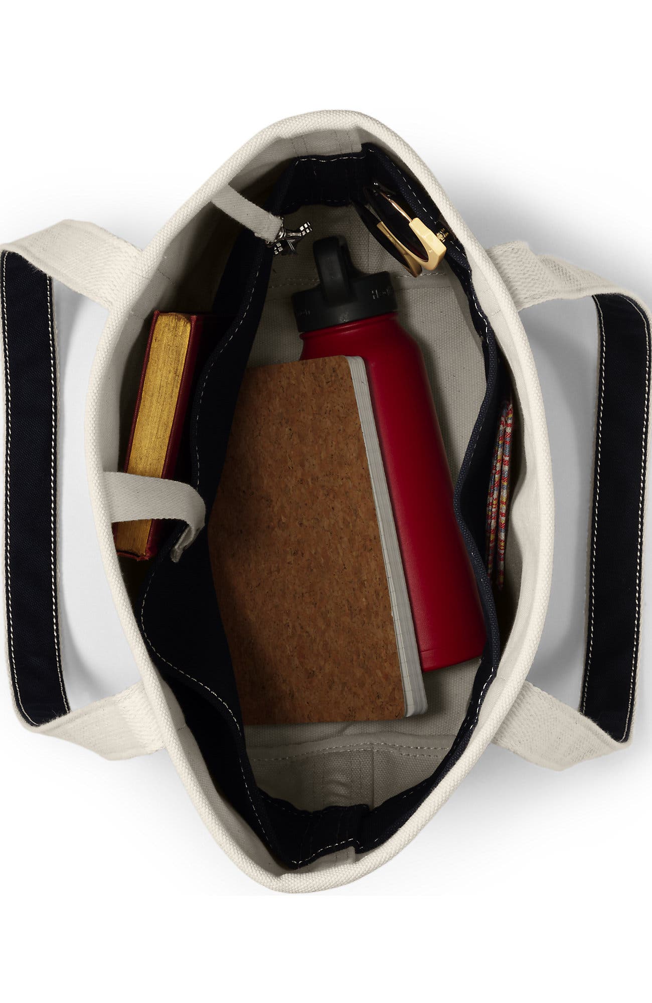 Lands' End Lands’ End Canvas Open Top Tote Bag  Regular & Long Handle Carry All - Stylish  for Work  Travel  Beach  Errands  Great Gift, Alternate, color, Natural/Black