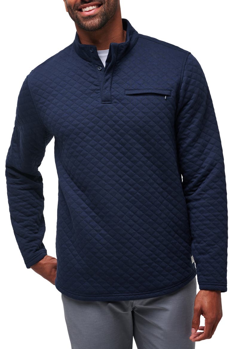 Transatlantic Quilted Henley Pullover, Main, color, TOTAL ECLIPSE