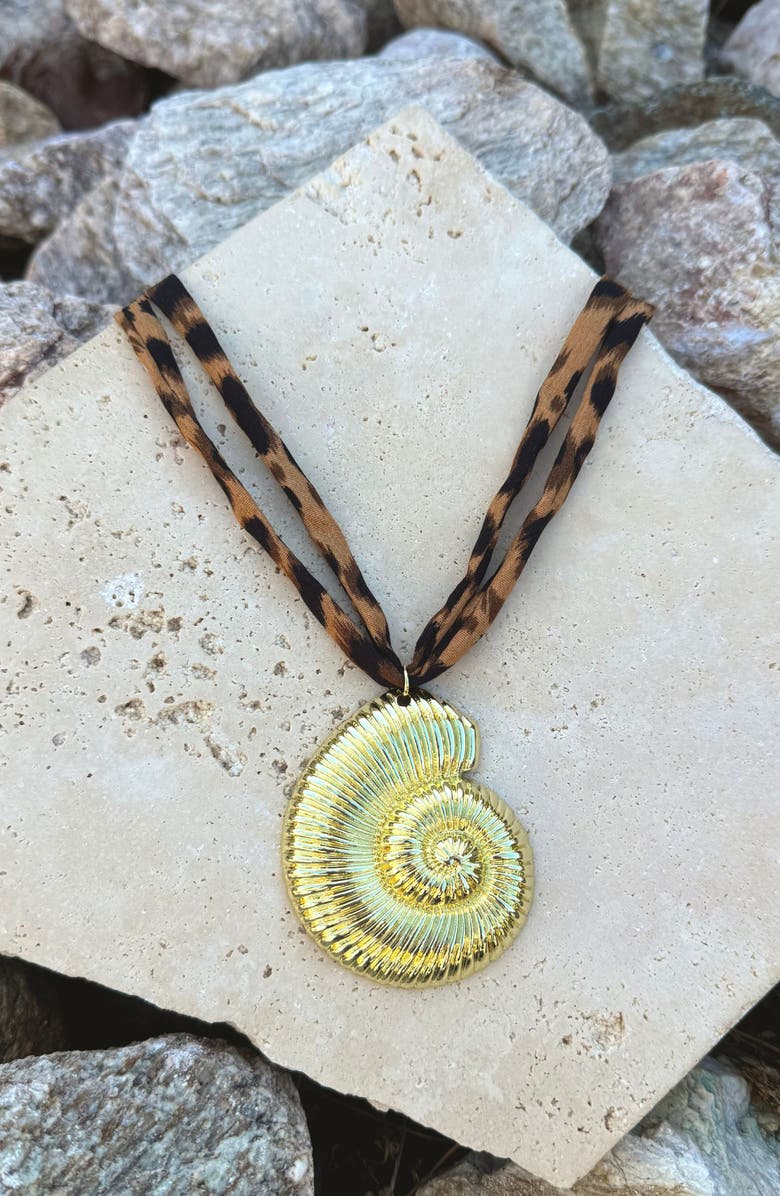 Adornia Shell Pendant Leopard Print Necklace, Alternate, color, 