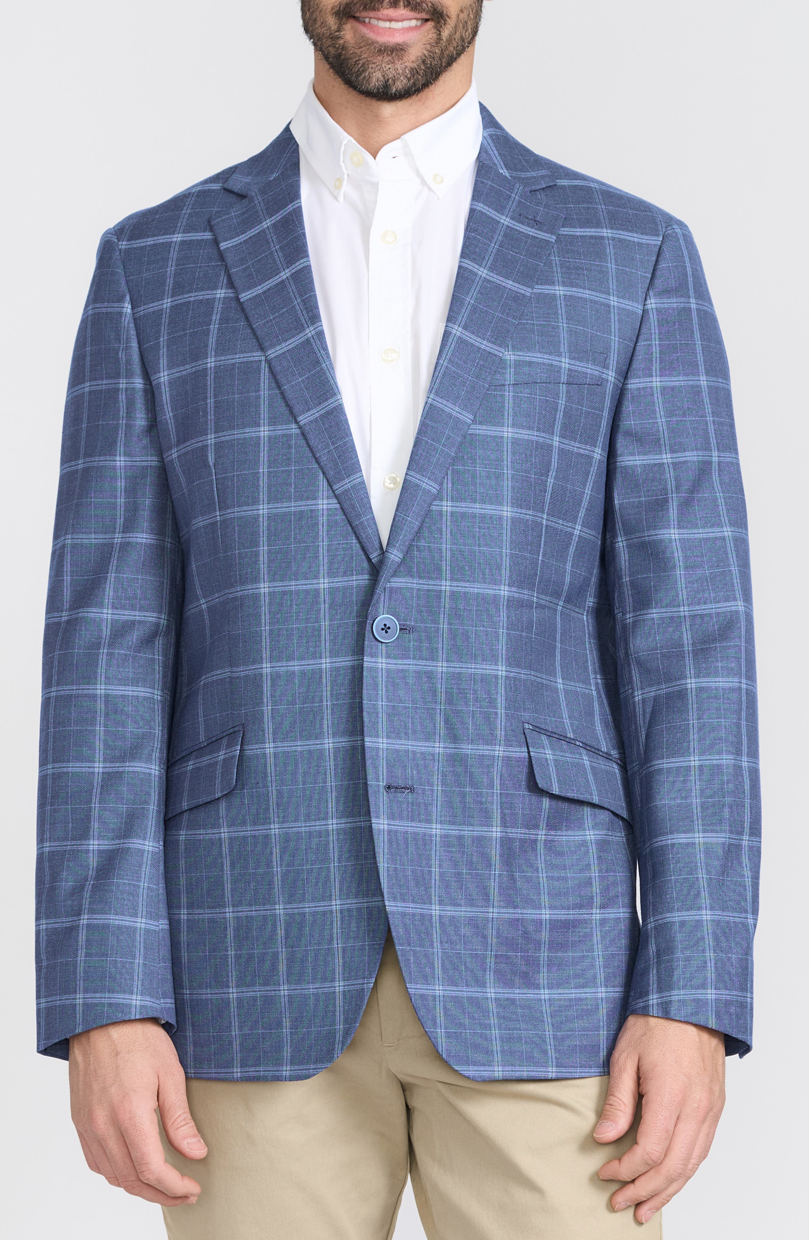 SAVILE ROW CO Mayfair Plaid Notch Lapel Blazer