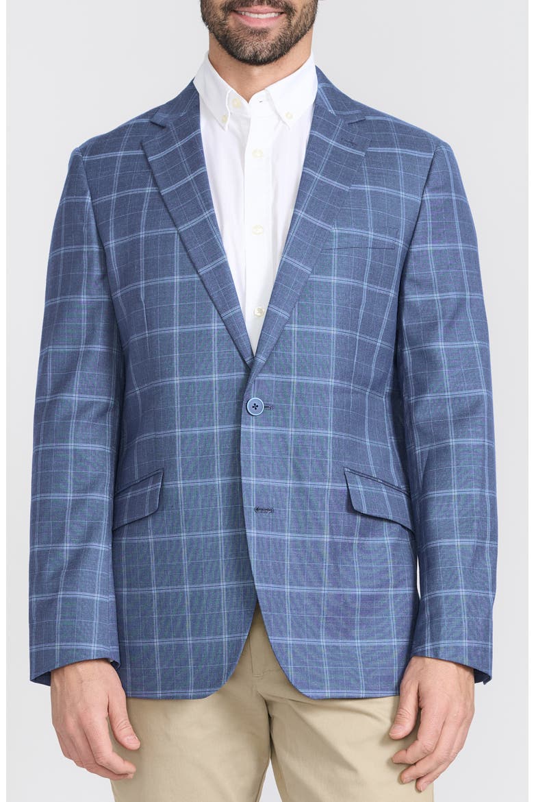 Mayfair Plaid Notch Lapel Blazer, Main, color, BLUE