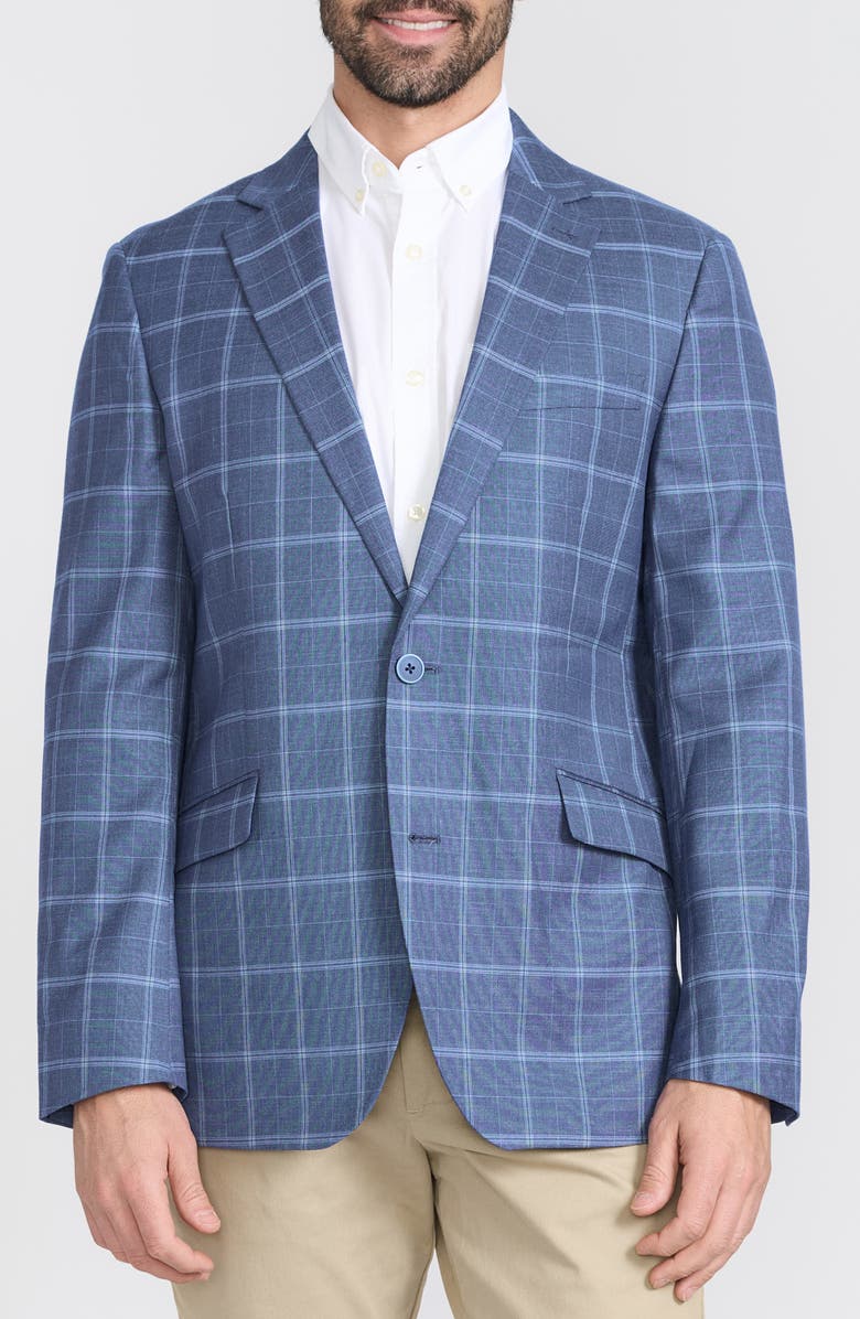 SAVILE ROW CO Mayfair Plaid Notch Lapel Blazer, Main, color, Blue