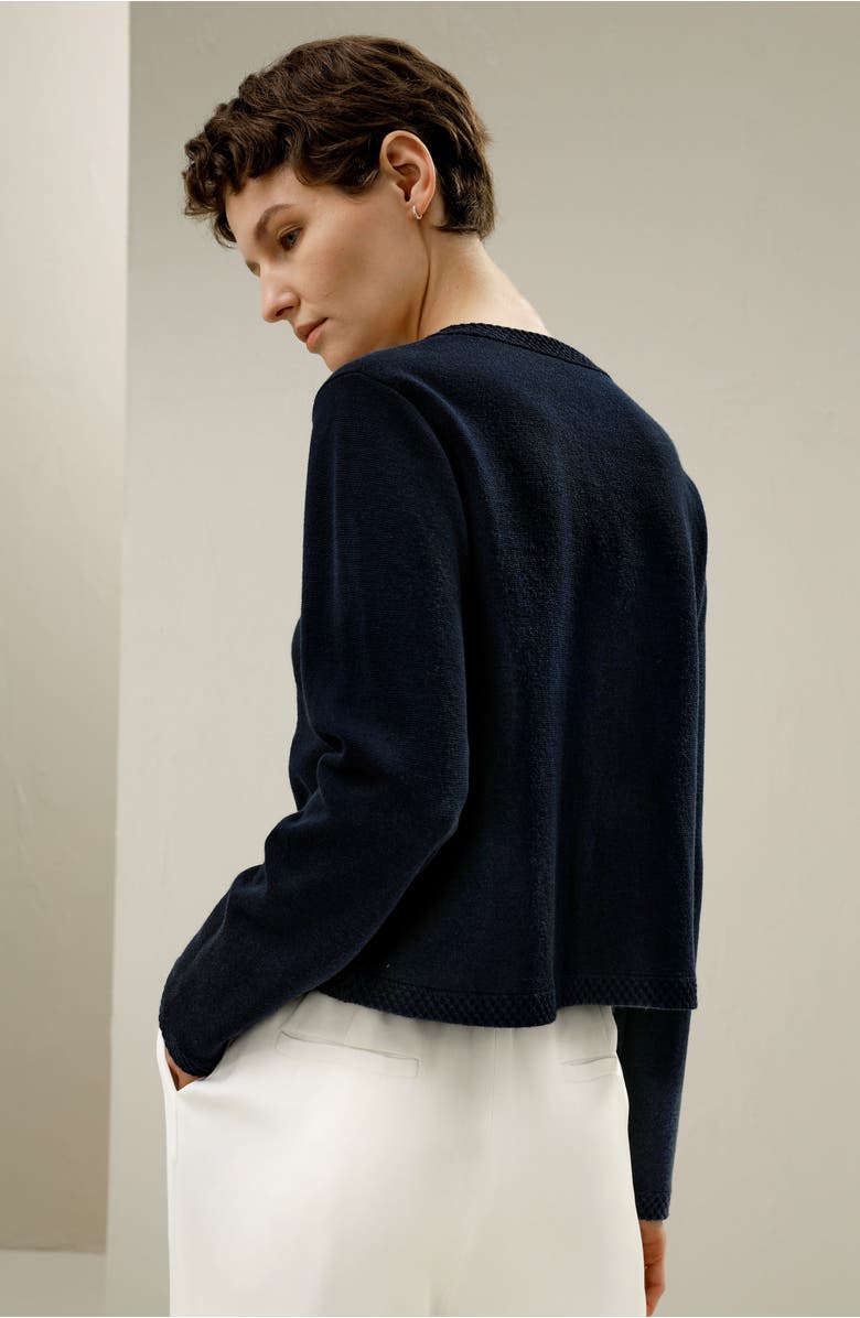 Lilysilk Wool Button-Front Sweater Lady Jacket, Alternate, color, Navy Blue