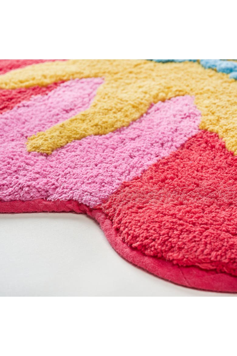 Punjab Dance Floor 100% Cotton Bath Mat 23.5" x Spa-Inspired, Alternate, color, Red - Pink