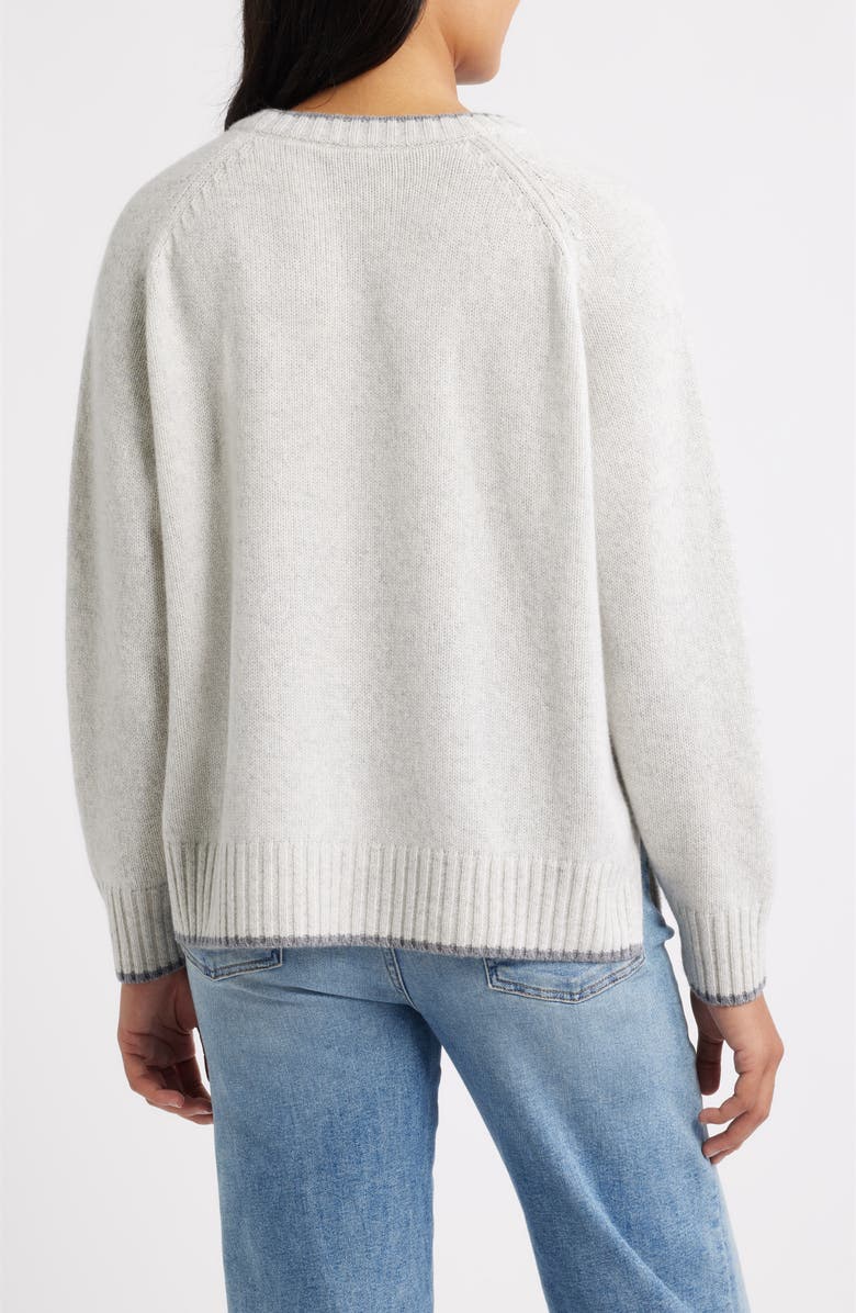 MARGARET O'LEARY Mendocino Tipped Cashmere Crewneck Sweater, Alternate, color, Fog Combo