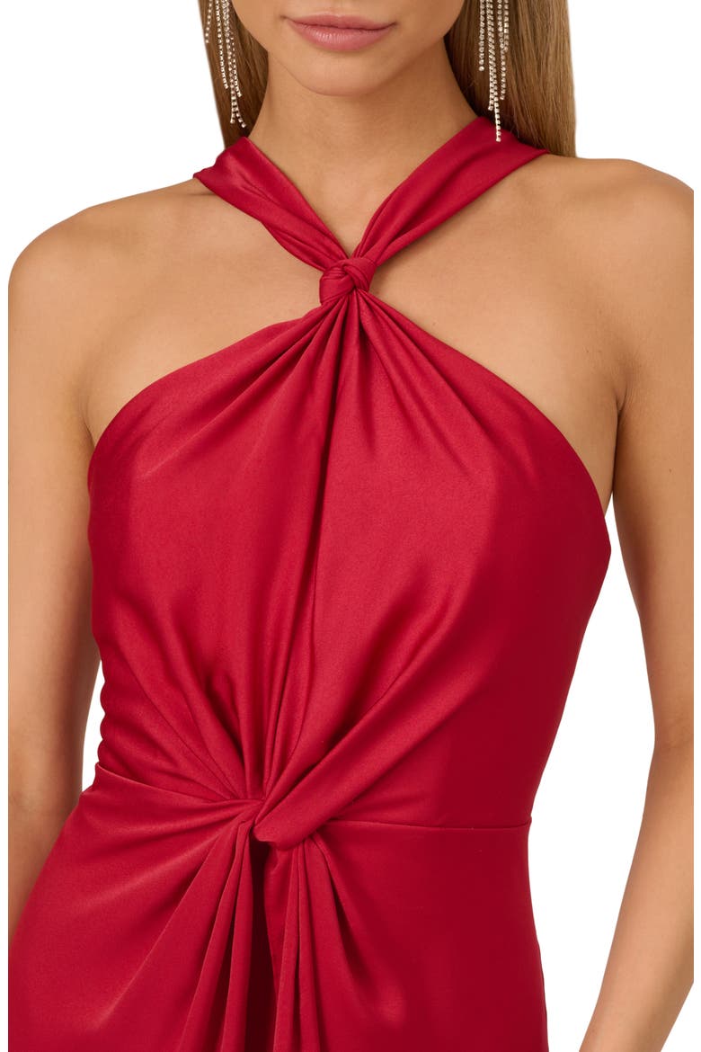 Twisted Front Halter Neck Cocktail Dress, Alternate, color, CRIMSON