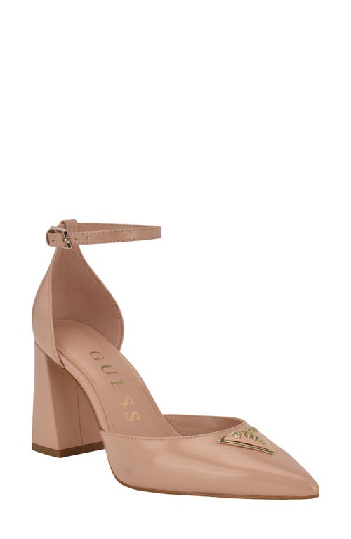 Guess Barsyn Pointed Toe Ankle Strap Pump In Medium Natural