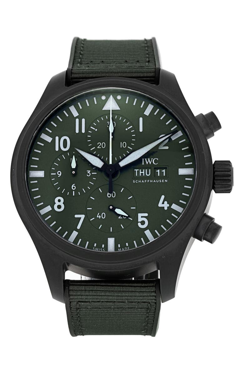 Watchfinder & Co. IWC Preowned Pilot's Fabric Strap Chronograph Watch, Main, color,