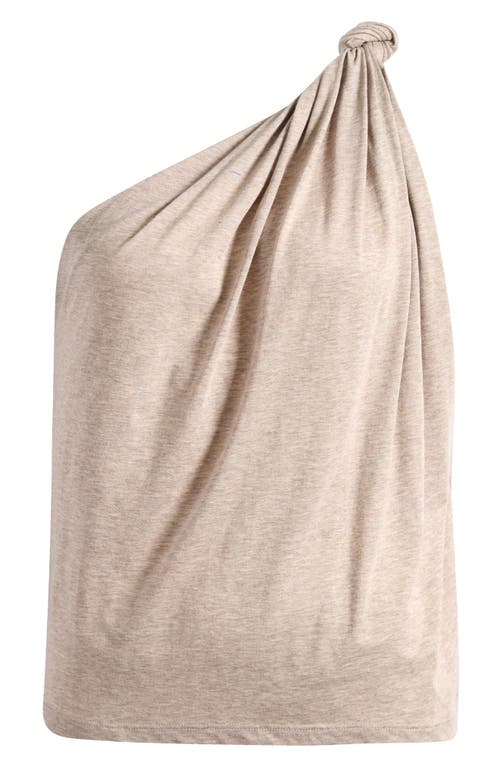 Reformation Harvey Knotted One-shoulder Knit Top In Gray