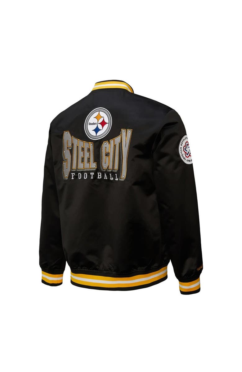 Mitchell & Ness Men's Mitchell & Ness Black Pittsburgh Steelers Double Down Satin Full-Snap Jacket, Alternate, color, Black