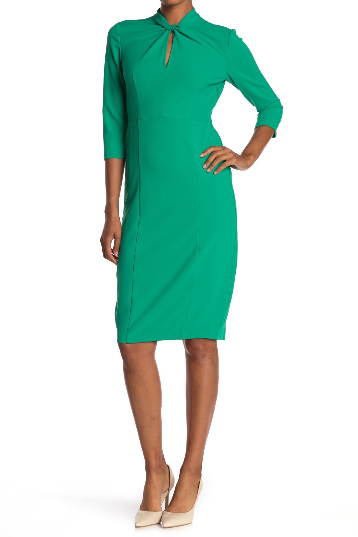 Donna Morgan Crepe Three-Quarter Sleeve Sheath Dress