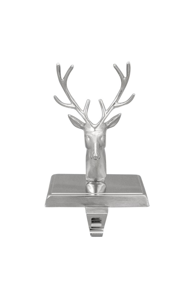Northlight 8" Shiny Silver Deer Head Christmas Stocking Holder, Main, color, Silver