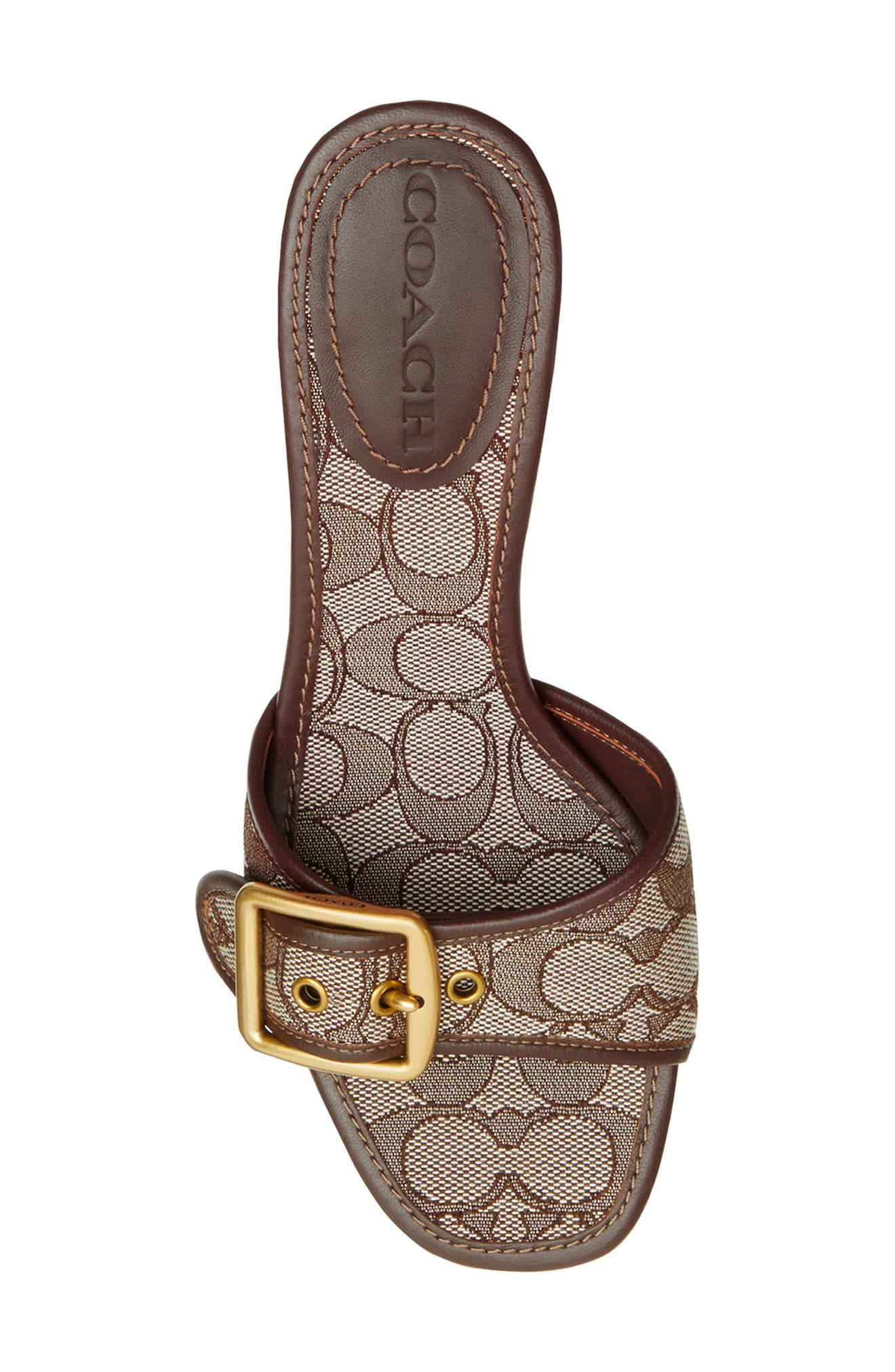 COACH Margot Signature Jacquard Slide Sandal, Alternate, color, Oak/ Maple