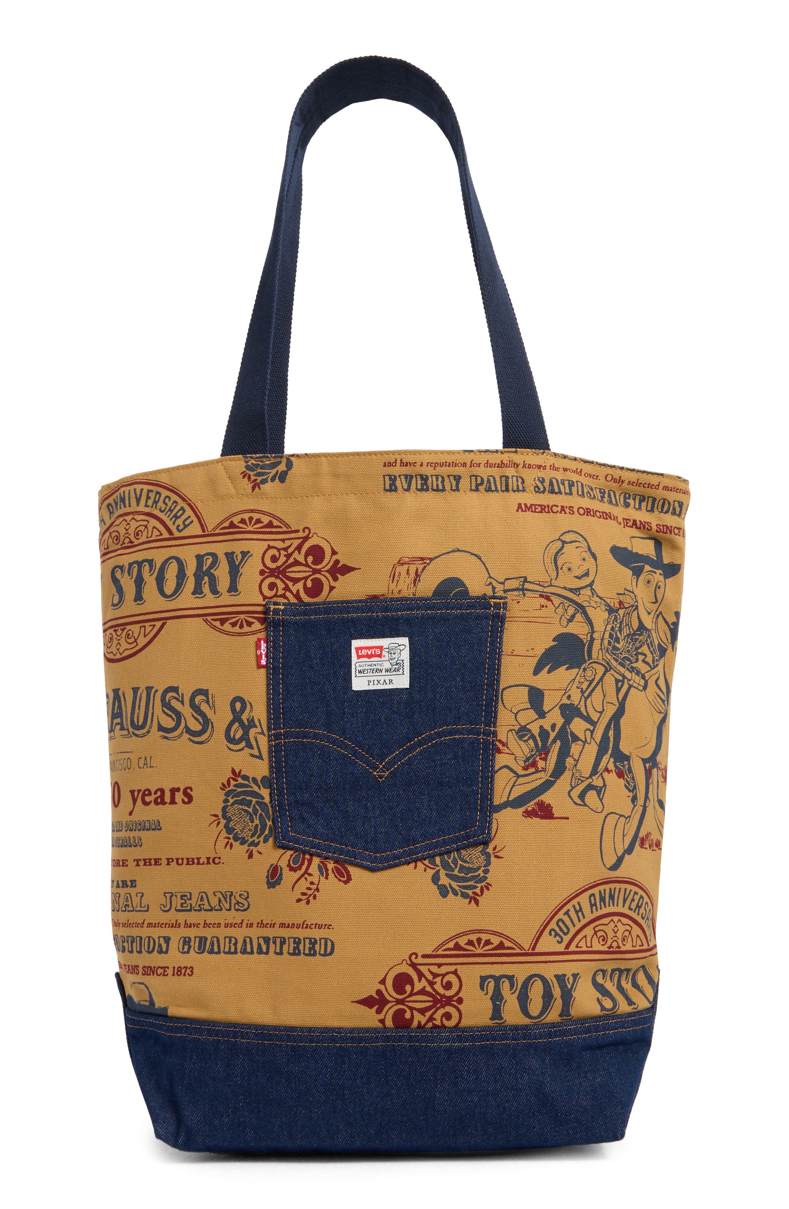 x Disney Pixar® Toy Story Print Canvas & Denim Tote (Men) | Nordstrom