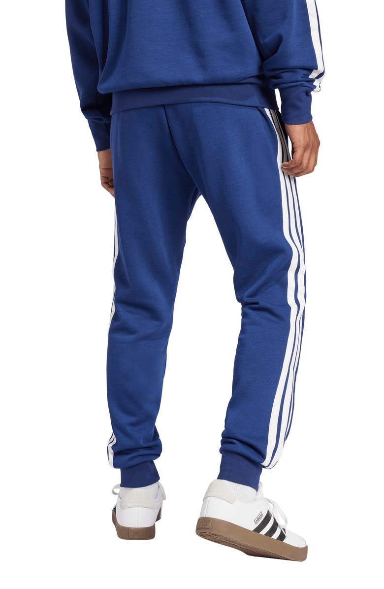 adidas Essentials 3-Stripes Fleece Sweatpants, Alternate, color, Dark Blue/White