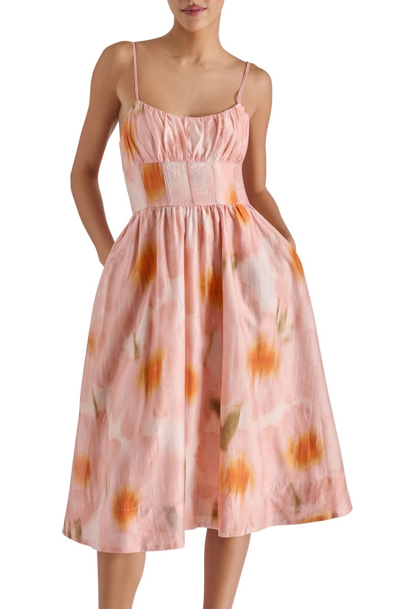 Steve Madden Bondi Ikat Print Fit & Flare Dress, Alternate, color, Lychee