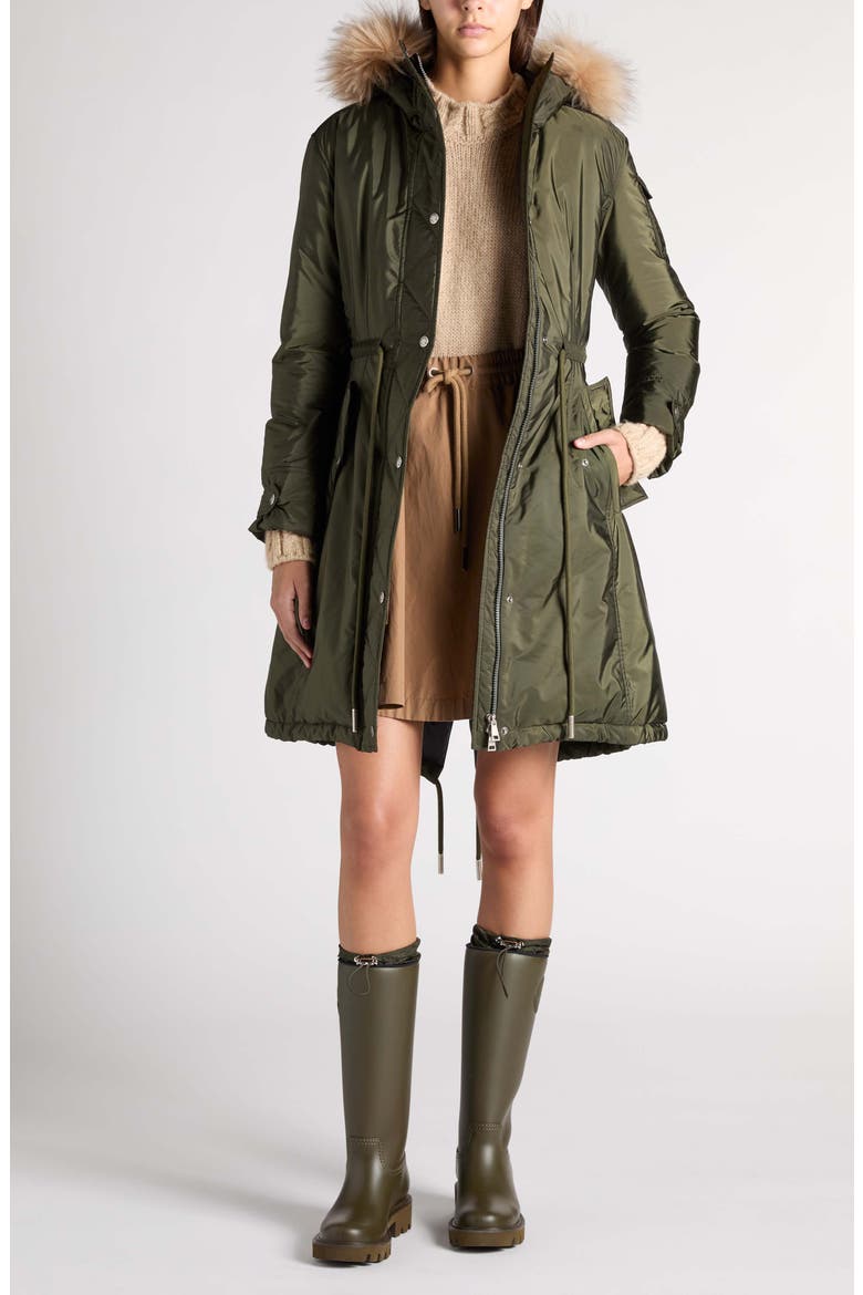 Moustique Long Parka with Faux Fur Trim, Alternate, color, MILITARY GREEN