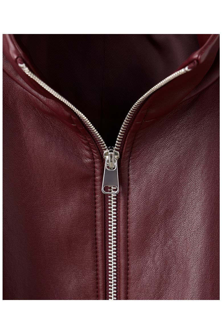 Faux Leather Funnel Neck Jacket, Alternate, color, MAROON