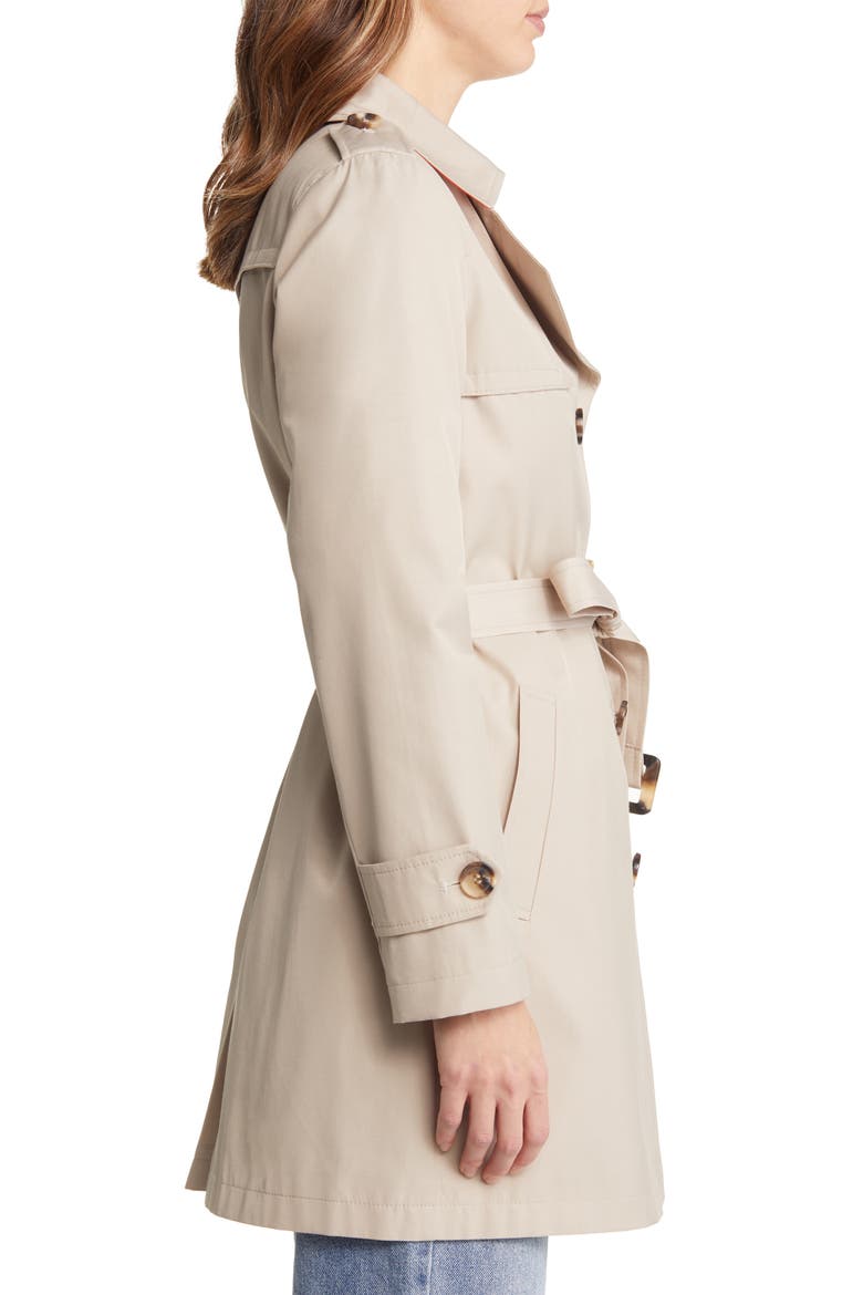 Water Repellent Cotton Blend Trench Coat, Alternate, color, BIRCH