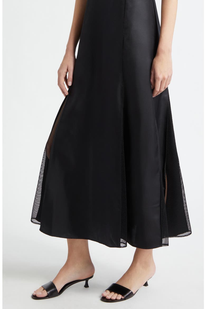 Iraka Silk Twill Midi Dress, Alternate, color, BLACK