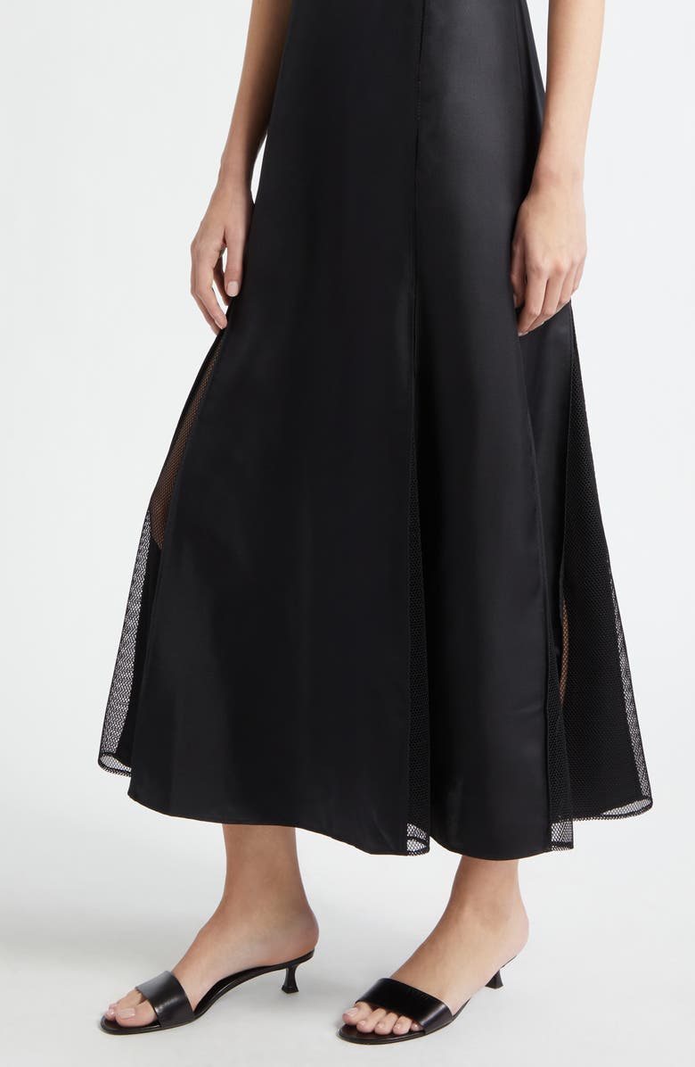 LOULOU DE SAISON Iraka Silk Twill Midi Dress, Alternate, color, Black