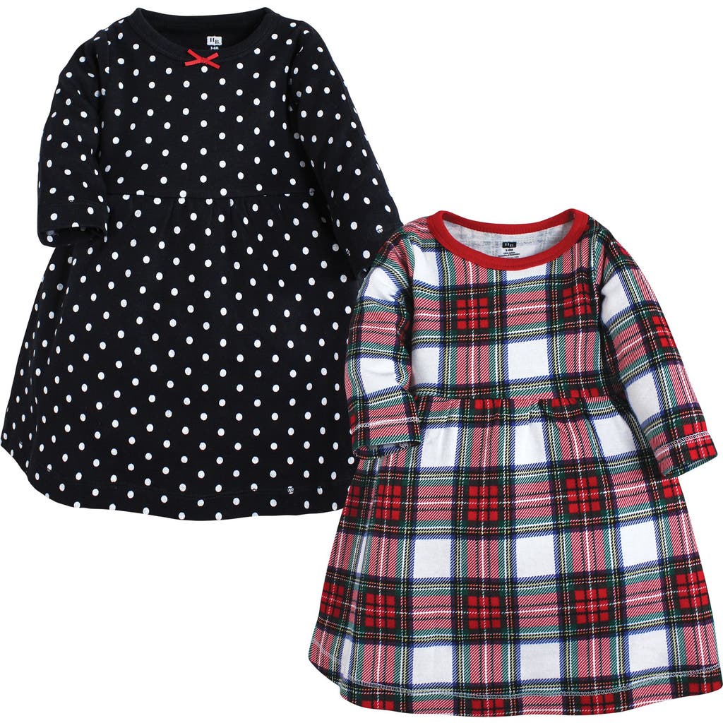 Hudson Baby Two-piece Set Of Long-sleeve Dresses in Black White Tartan at Nordstrom, Size 6