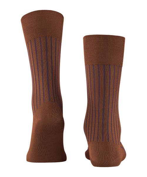 Falke Shadow Striped Dress Socks In Brown