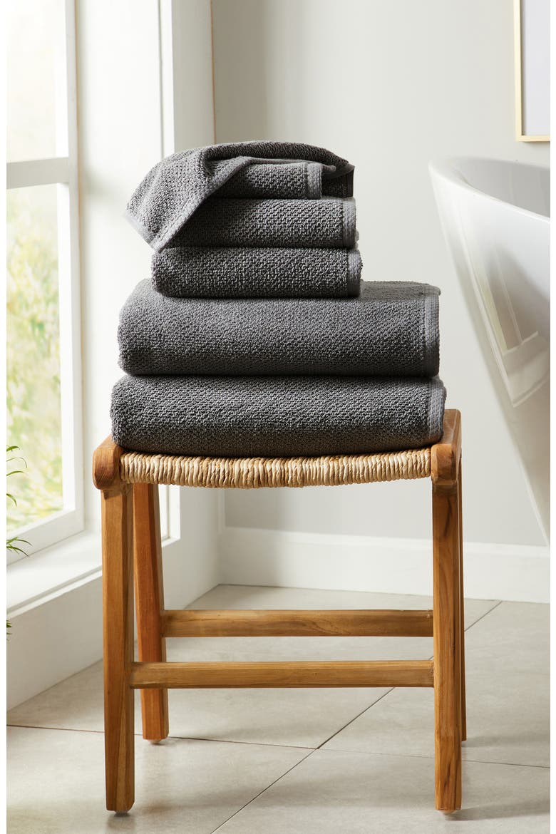 Textured Single Bath Towel, Alternate, color, DARK GREY