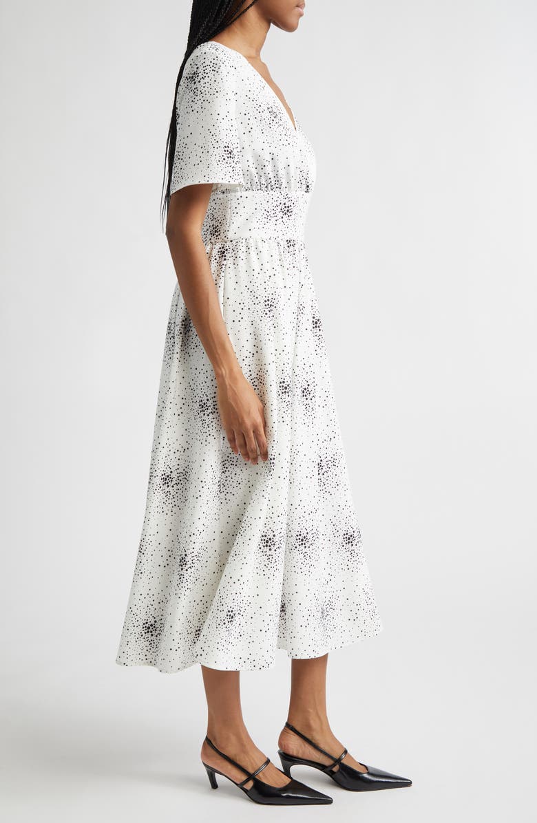 Emporio Armani Dotted V-Neck Midi Dress, Alternate, color, Polka Dot