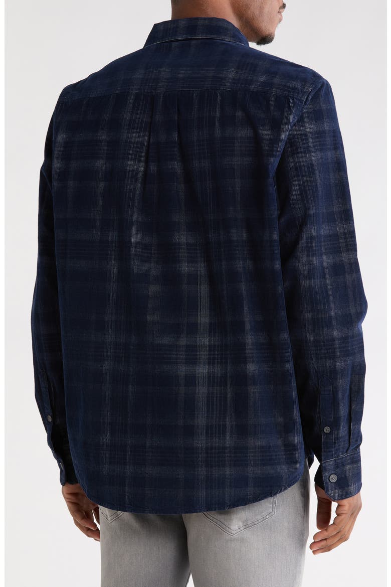 Plaid Corduroy Button-Up Shirt, Alternate, color, NAVY RICO PLAID