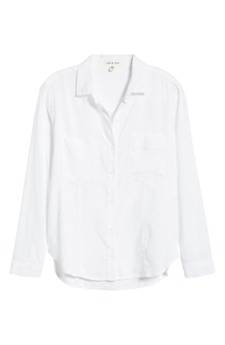 Cloth & Stone Seamed Button-Up Shirt, Main, color, White